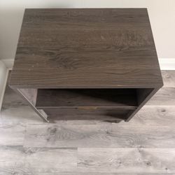 Wood And Gold Nightstand 