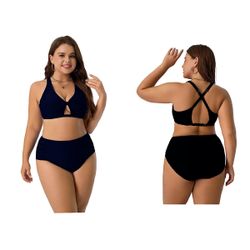 Women Plus Size Tankini Swimsuit Two Piece Flowy Swimdress Bathing Suits with Shorts
