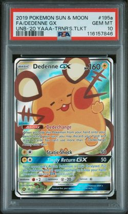 2019 Pokemon Sun & Moon Unbroken Bonds Full Art / Dedenne Gx #195a