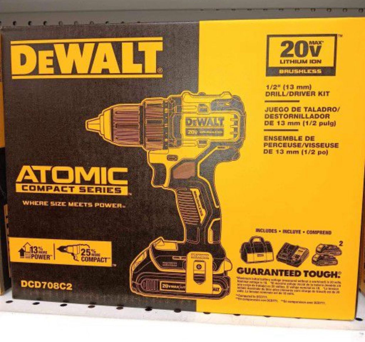 Dewalt New Kit Drill Driver Atomic Brushless , Batteries And Charger