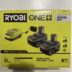 New Ryobi ONE+ 4Ah 18V Lithium-ion Starter Kit