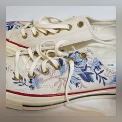 Converse White Leather Floral Parkway Chuck 70 Sneakers Unisex Women's 9