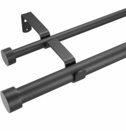 Double Matte Black metal Curtain Rods