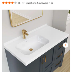 NTQ 42 in. W x 22 in. D Solid Surface White Vanity Top Rectangular Single Sink Bathroom Vanity Top in Glossy White