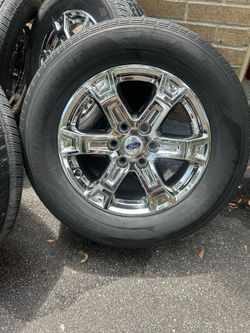 Set of 4 Ford OEM 18” Chrome Wheels & Hankook Dynapro Tires (265/60R18)