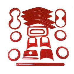 Full Set Interior Trim Kit for Jeep Wrangler JK JKU 2011-18 4-Door, Red 18 Pcs