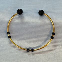 Black Onyx Stackable Accent Bangle 18K Plated Enameled