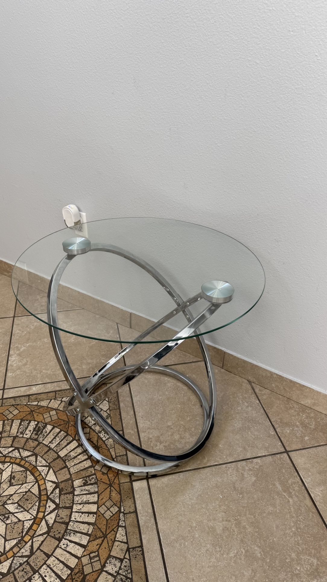 SET OF TWO 💥Living Room Side Table Coffee Table Round Side Table, Glass End Table with Metal Frame