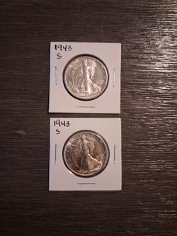 Pair of 1943-S Silver walking Half Dollars