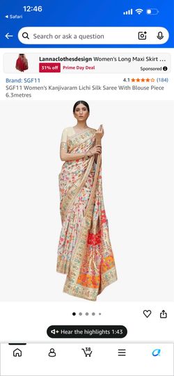 Brand New Women's Kanjivaram Lichi Silk Saree With unstitched Blouse Piece 6.3metres (Negotiable)