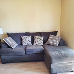 Grey sectional sofa with chaise and pillows FREE