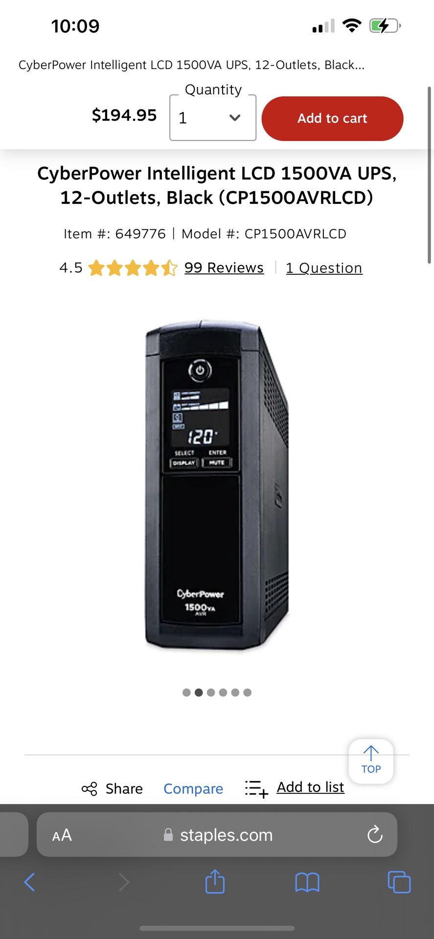 Cyberpower Inteligent LCD 1500va Ups 12 Outlets 