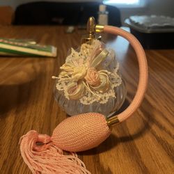 Enesco Irridescent Glass Perfume Bottle Spray Pink