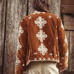 Free People Mia Jacket || Brown || Embroidered
