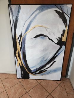 Large Scale Dramatic Painted Canvas with Frame