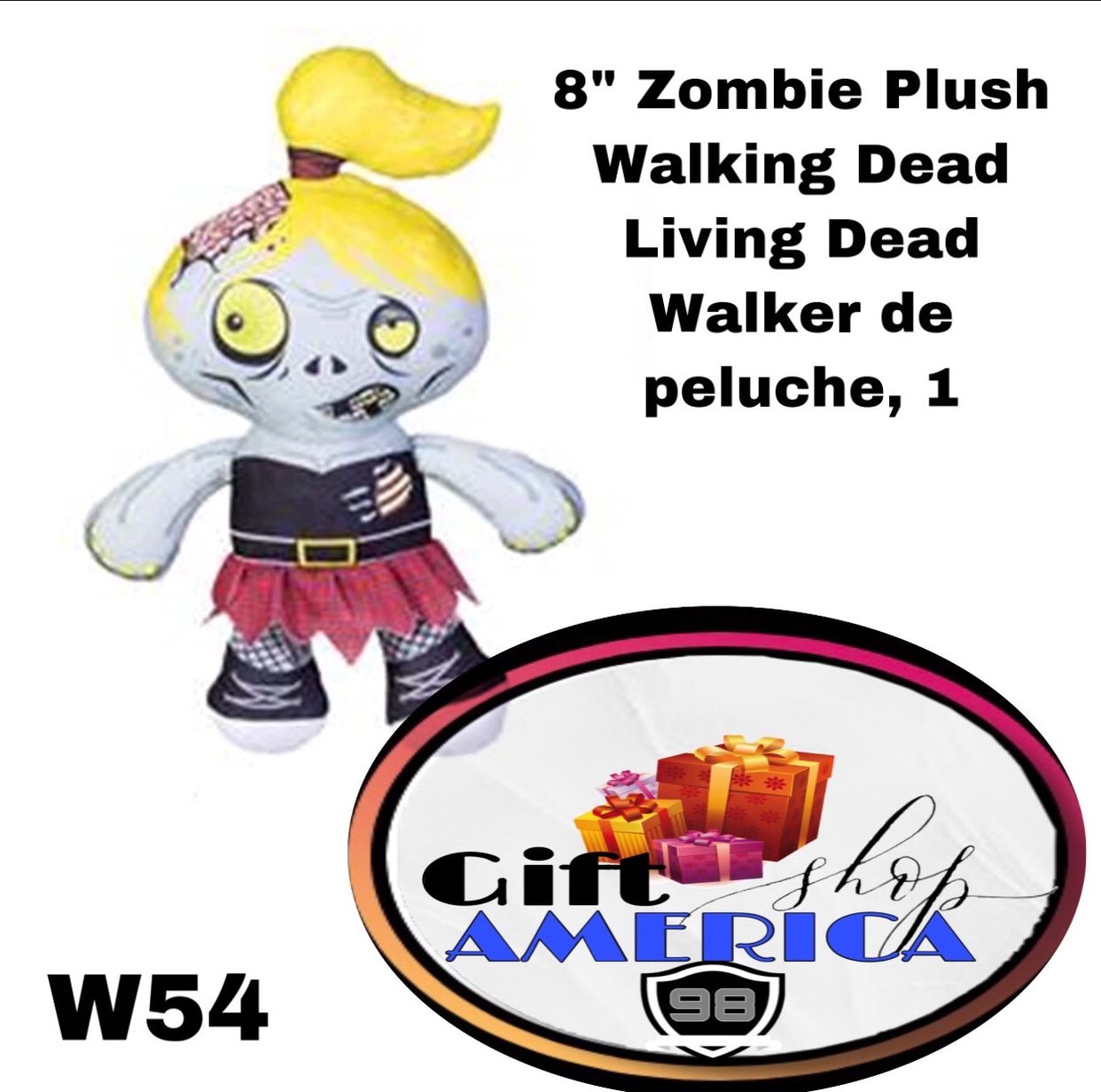 8" Zombie Plush Walking Dead Living Dead Walker de peluche, 1 W54