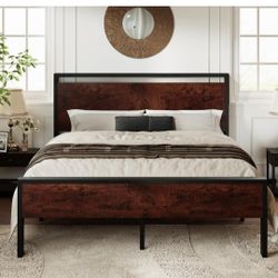 Queen BED FRAME MAHOGANY 