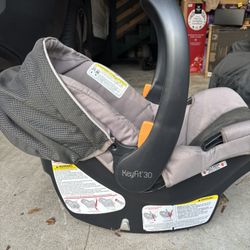 2 Chicco Infant Car Seats w/ Bases + Caddy Frame Stroller