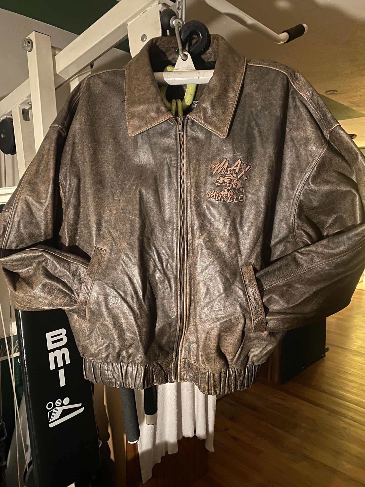 Max Muscle Embroidered Leather Jacket