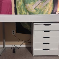 2 Drawer White Vanity Desk