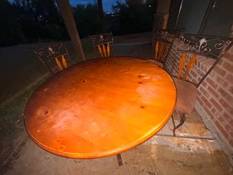 Round Wood Dining Table with 4 Chairs