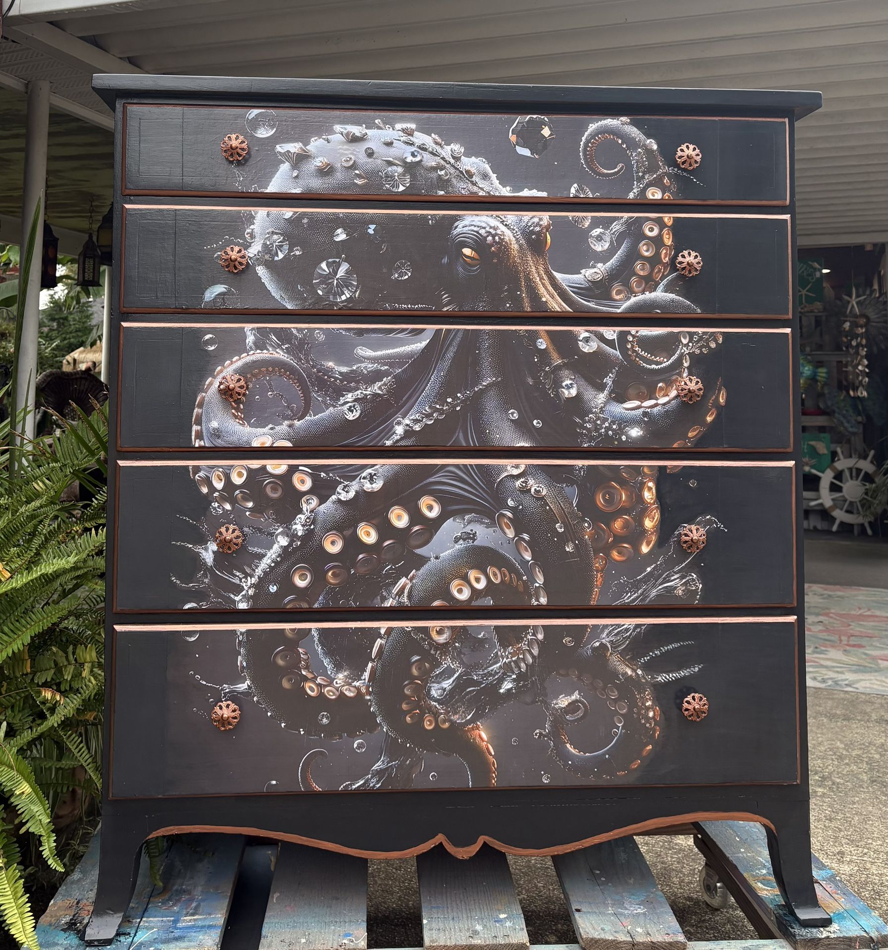 “The Kraken Lurks” On This Gorgeous Vintage Chest If Drawers
