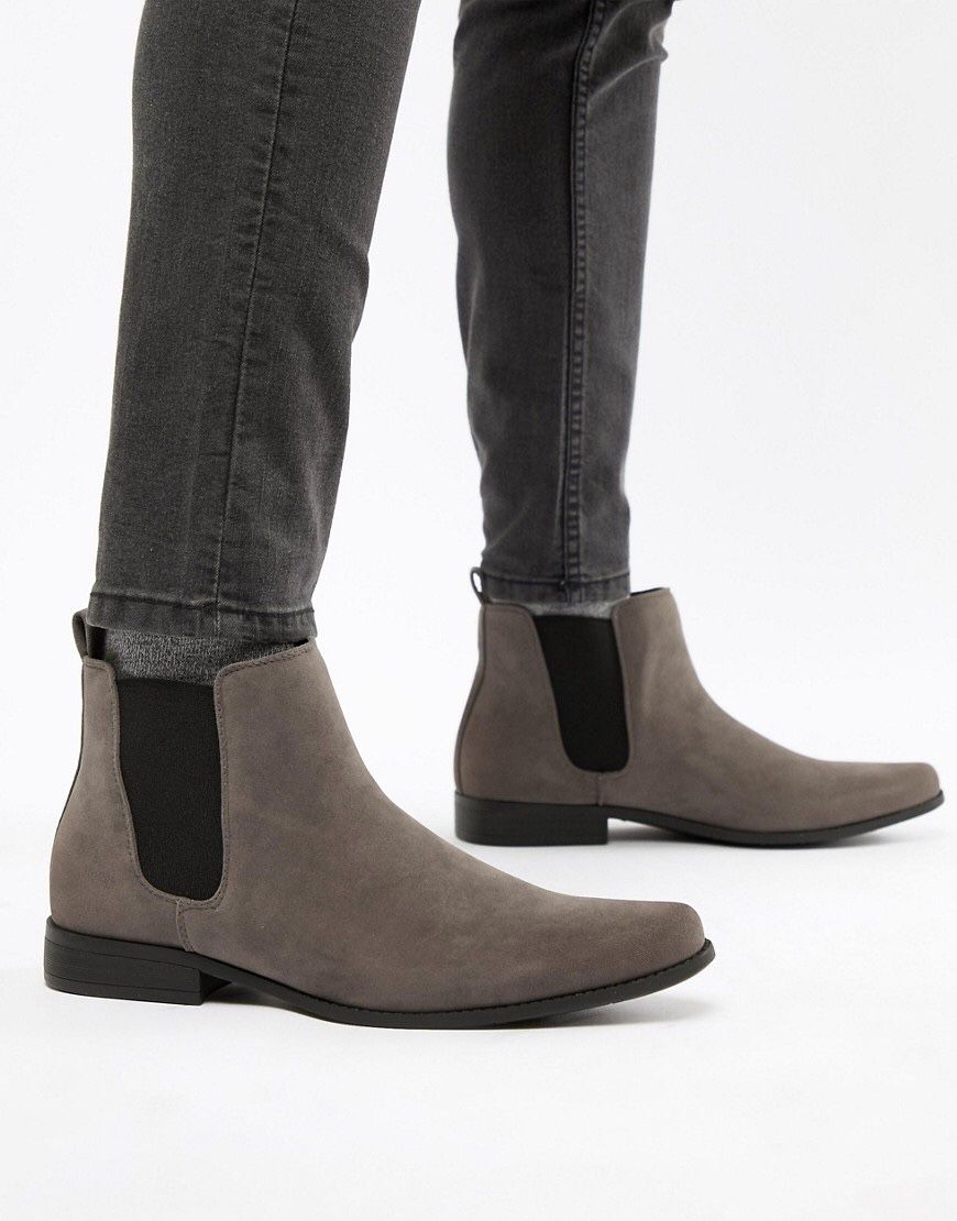 NEW! ASOS Mens Fashion Gray Grey Faux Suede Chelsea Boots - Size 10 NIB