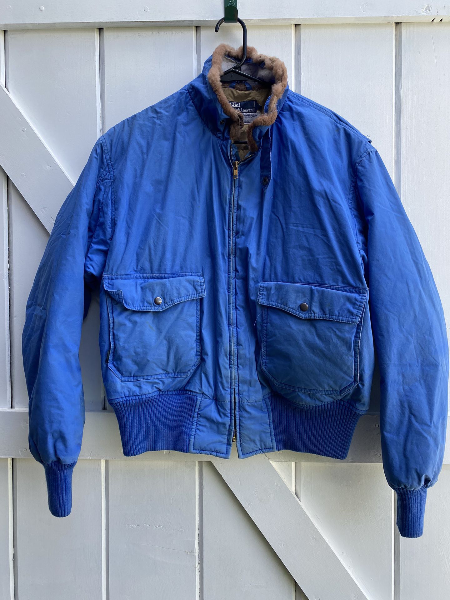 Vintage Polo Ralph Lauren Mens Navy Blue Bomber Jacket Size L