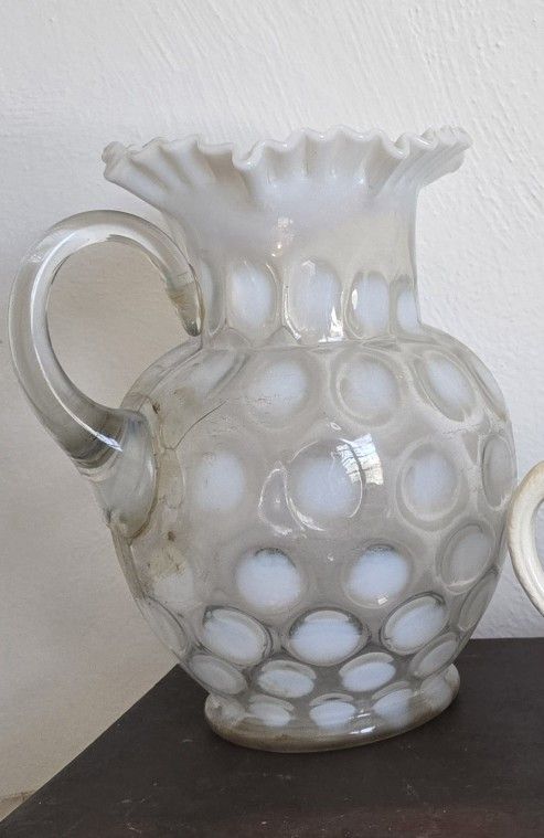 Vintage Fenton Coin Dot 10" Water Pitcher