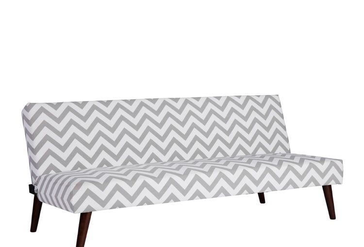 DHP Kinsley Chevron Grey and White Futon