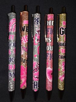 Breast Cancer Awareness Glitter Pens 