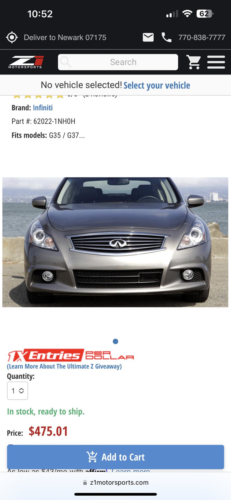 G37s Front Bumper Sports 