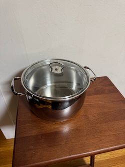 6 Qt Steel Stock Pot with Glass Lid