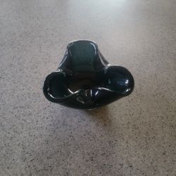 Black Blown Glass Ashtray Dish. Never Used