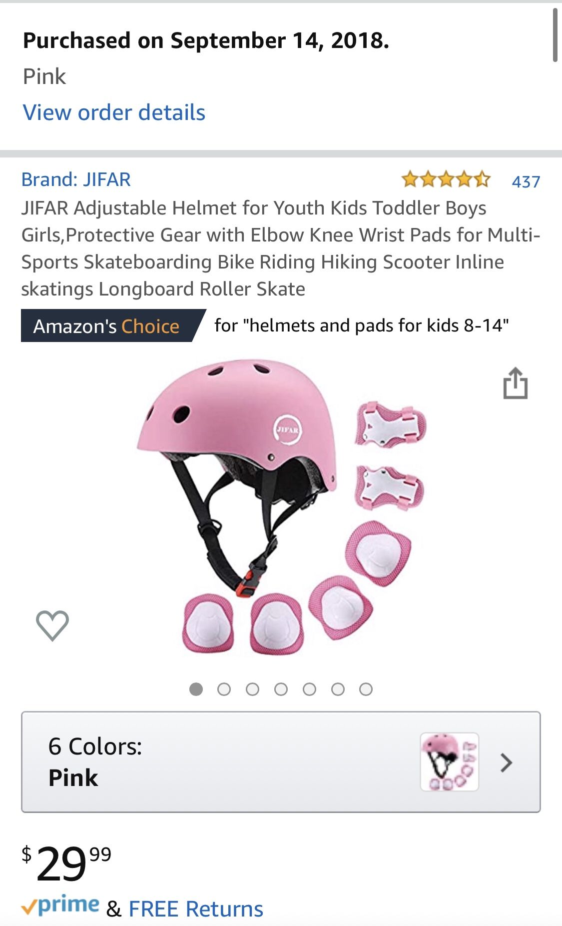 JIFAR Protective Gear for Multi-Sports, PINK