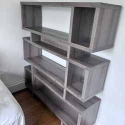 Gray Brown Used Book Shelf Bookcase Display Unit Multi Use