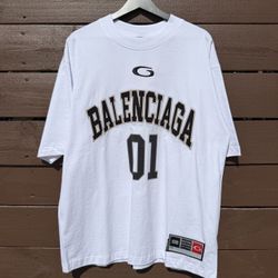 Balenciaga 01 Varsity Logo T-Shirt White
