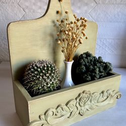 Upcycled Painted And Distressed Green Hanging Plant/Decor Shelf