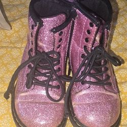 Dr. Martens Toddler Girls Pink Purple Glitter Shoes 1460 Combat Boot - Size 9