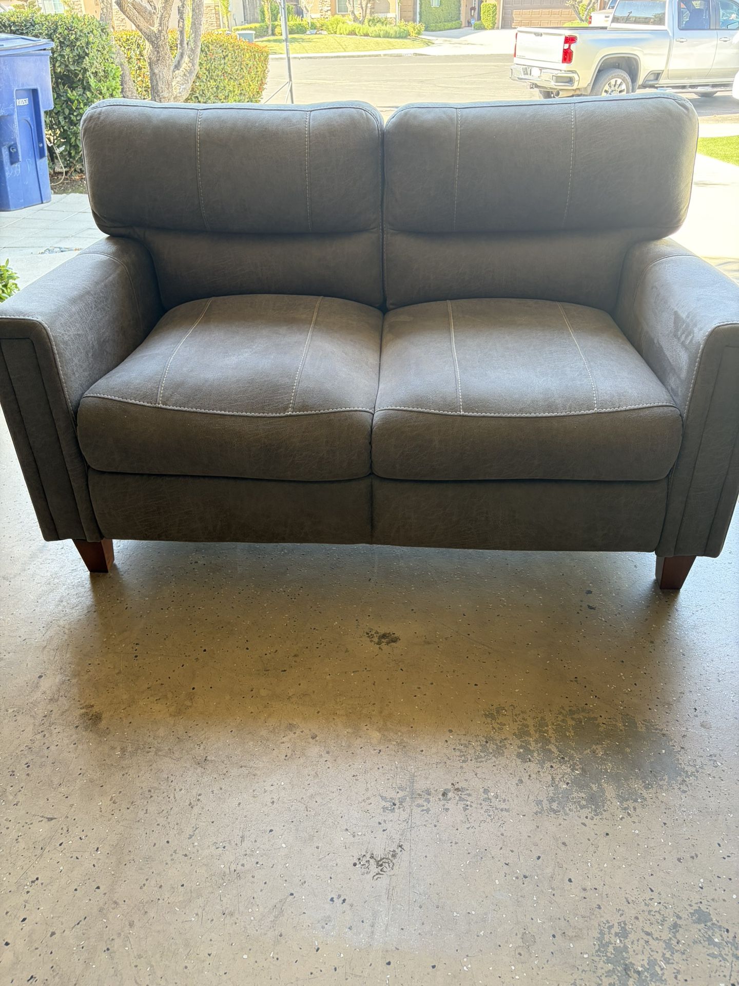 Gray Suede Couch With Fold Out Bed