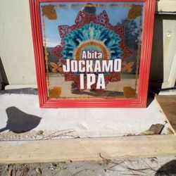 Old Mirrored Abit Beer Sign, Professionally Framed 