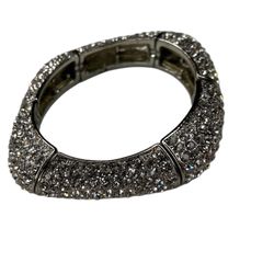 Silver statement rhinestone chunky stretch bracelet 