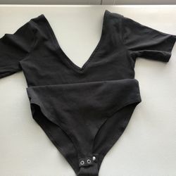 Small Black V Neck Bodysuit