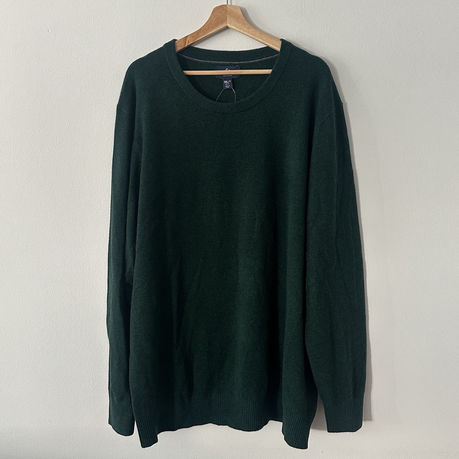 Lands’ End NWT Forest Green Sweater Size 2XL/T 100% Cashmere