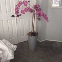 4’6” Tall. Fake Pink Orchid Decor Flowers Pot Stand