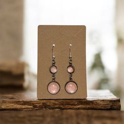 Pink Cabochon Earrings Valentine’s Day Spring Gift For Her