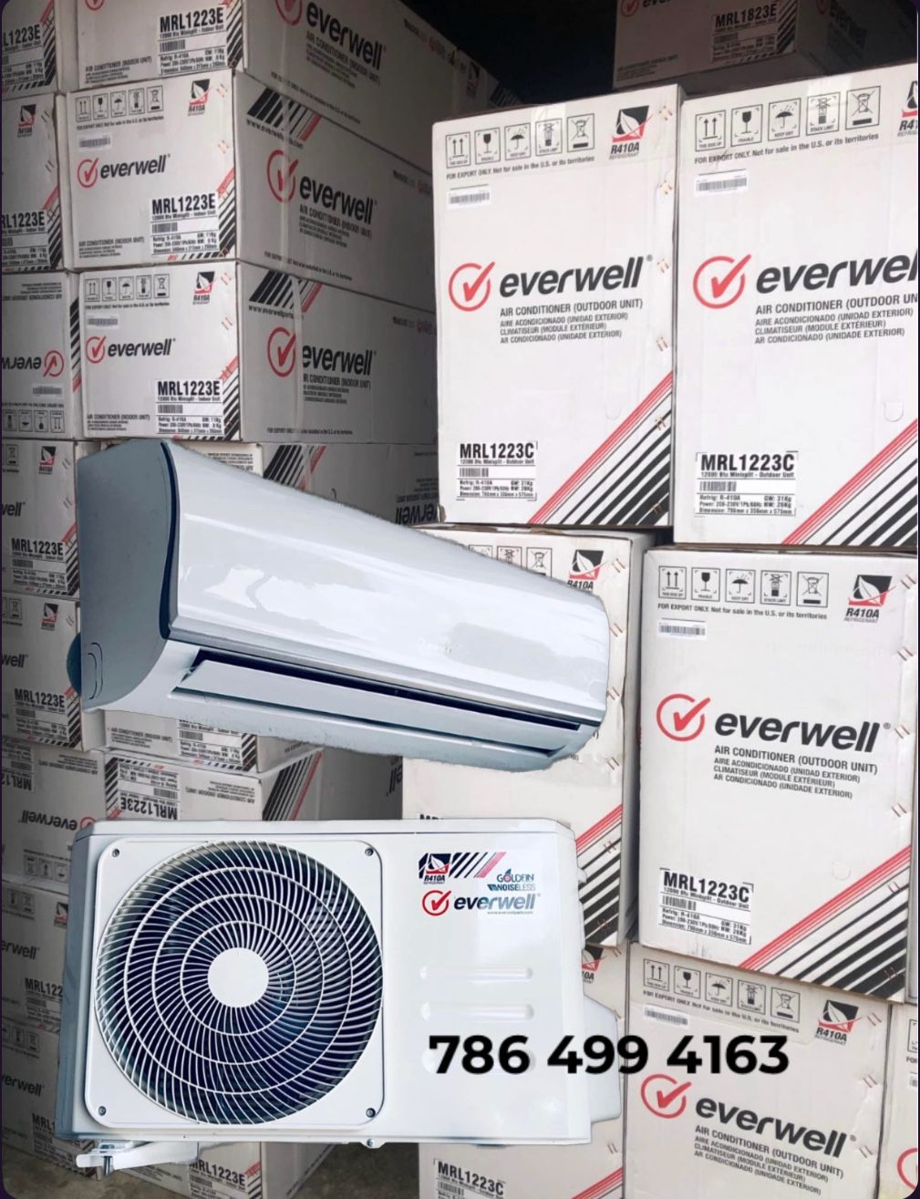 Mini Split Inverter Solo Frio 12000 BTU 17 Seer 220 Volt O 110 Volt Marca EVERWELL