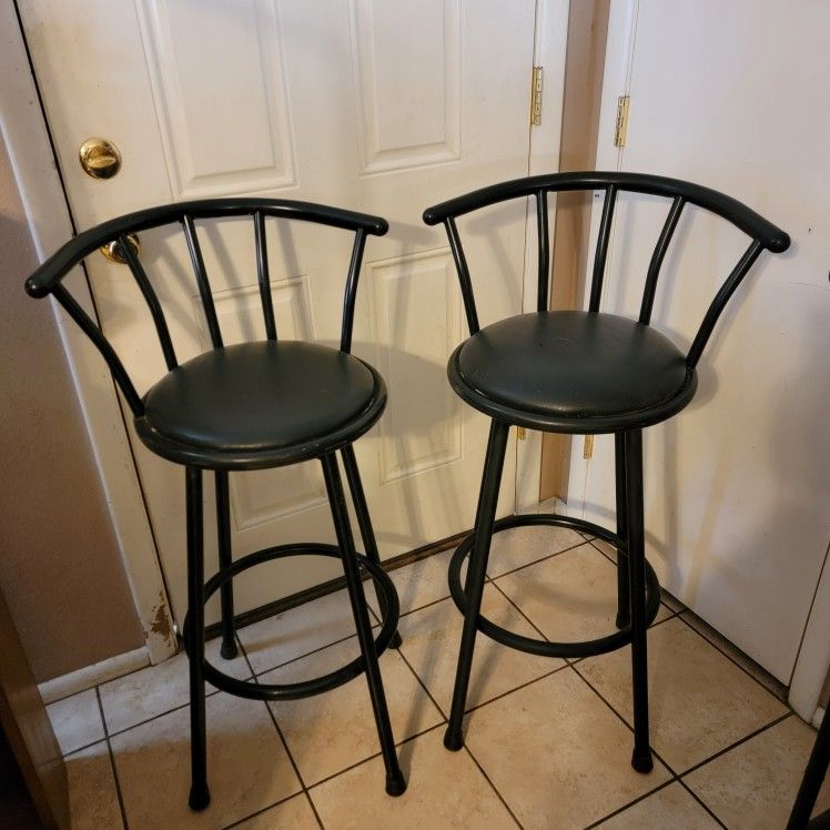 Pair Of Metal Swivel Bar Chairs