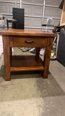 Wood End Table with Drawer and Shelf