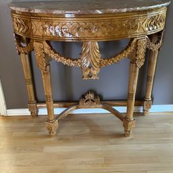 Antique Table With Real Stone Top